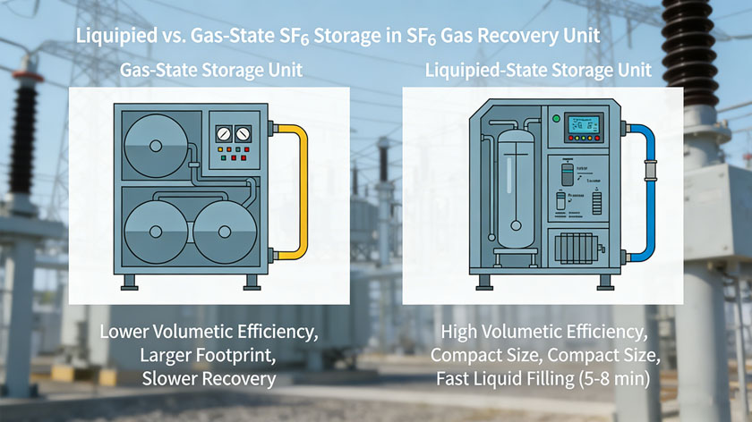 Liquefied vs. Gas-State SF6 Storage in SF6 Gas Recovery Unit