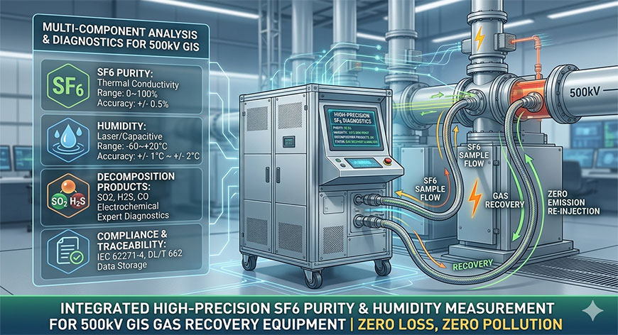 High-precision SF6 Purity and Humidity Measurement for 500kV GIS Gas Recovery Equipment