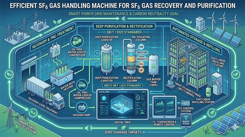 Efficient SF6 Gas Handling Machine for SF6 Gas Recovery and Purification