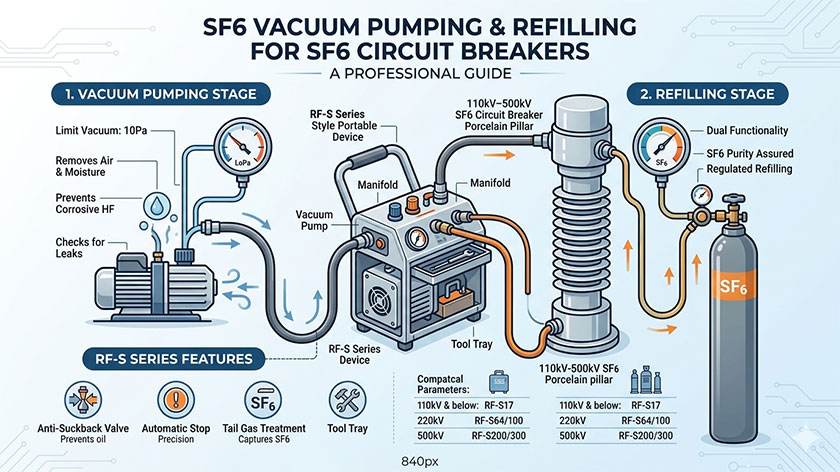 Professional Guide to SF6 Vacuum Pumping and Refilling for SF6 Circuit Breakers