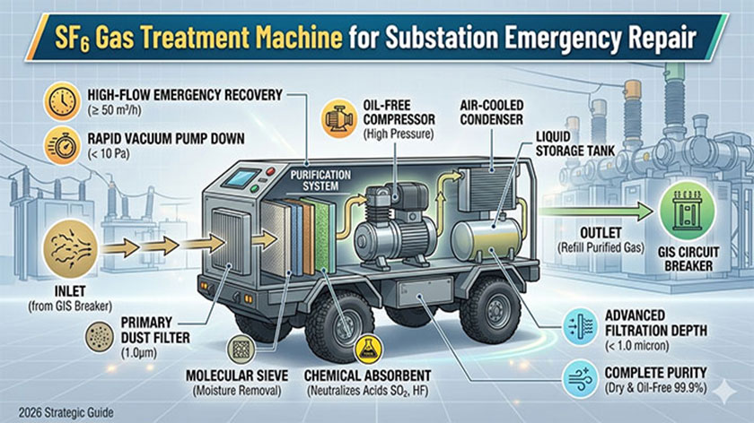 SF6 Gas Treatment Machine for Substation Emergency Repair