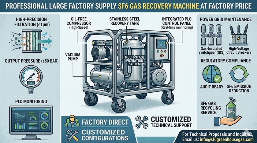 Professional Large Factory Supply SF6 Gas Recovery Machine at Factory Price