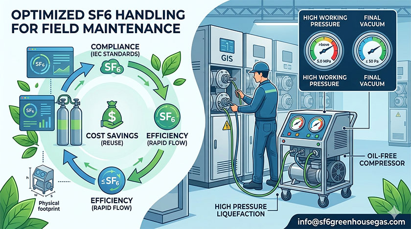Small Footprint Portable SF6 Recovery Unit | High-Pressure GIS Maintenance