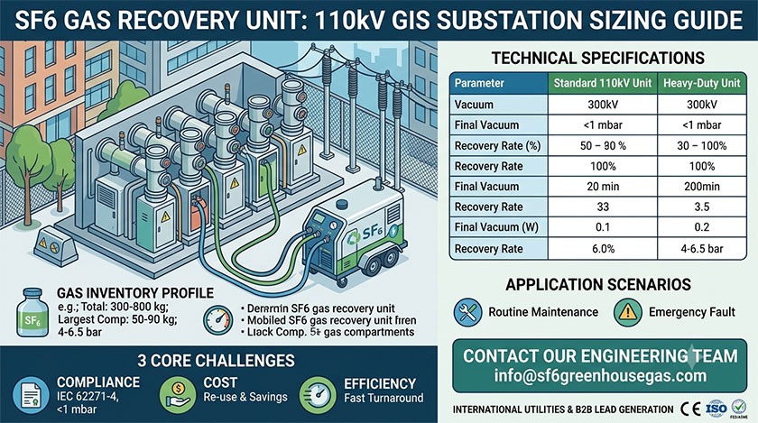 SF6 Recovery Unit Sizing Guide for 110kV GIS Substations | Operational Efficiency